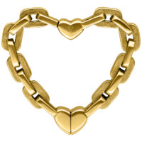Pesi per orecchie a forma di cuore in oro lucido su sfondo bianco
