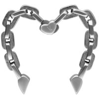 Peso per orecchie a forma di cuore in PMMA nero con finitura lucida su sfondo bianco