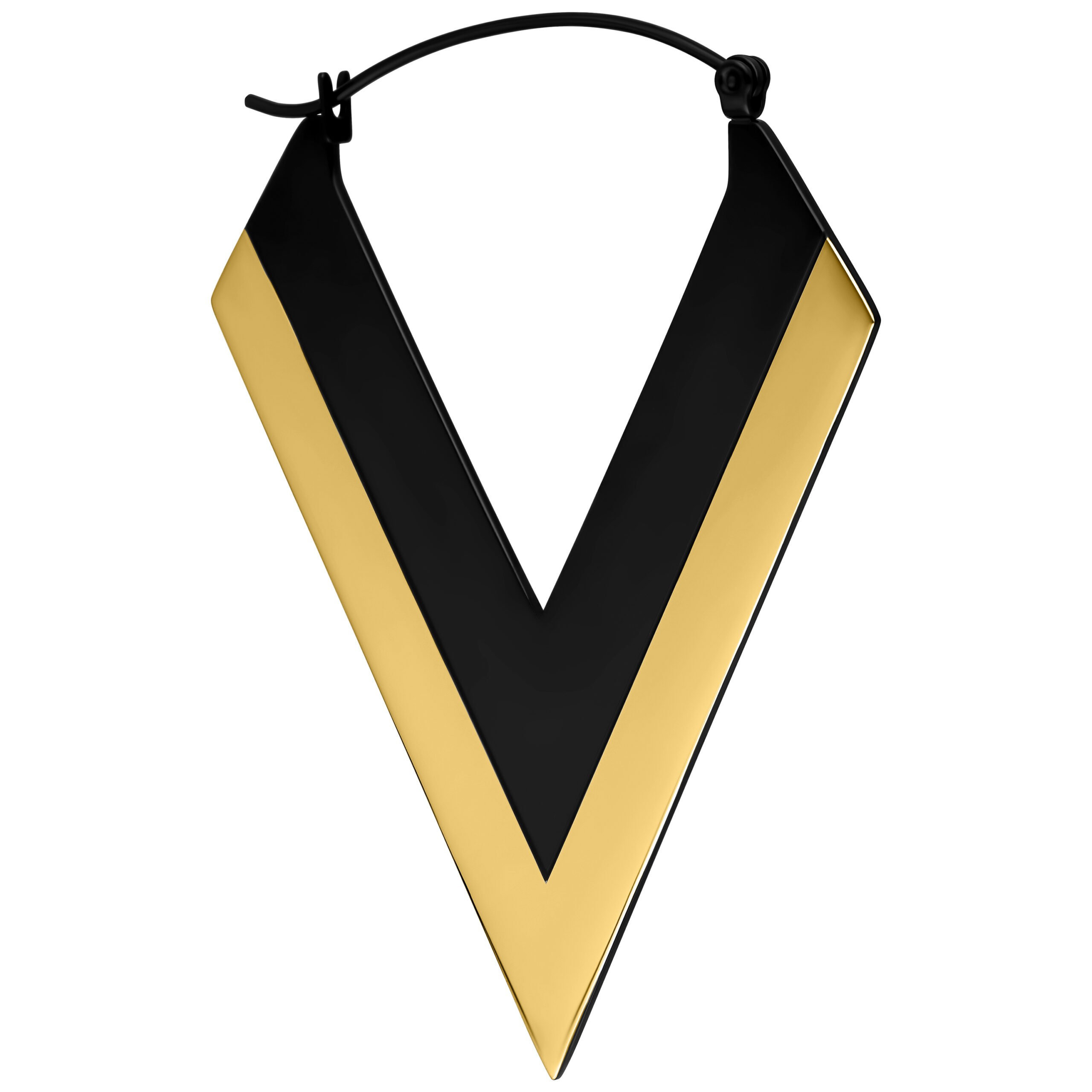 Verena Venus V Hoops Oro/Nero Orecchini a forma di V oro/nero su sfondo bianco
