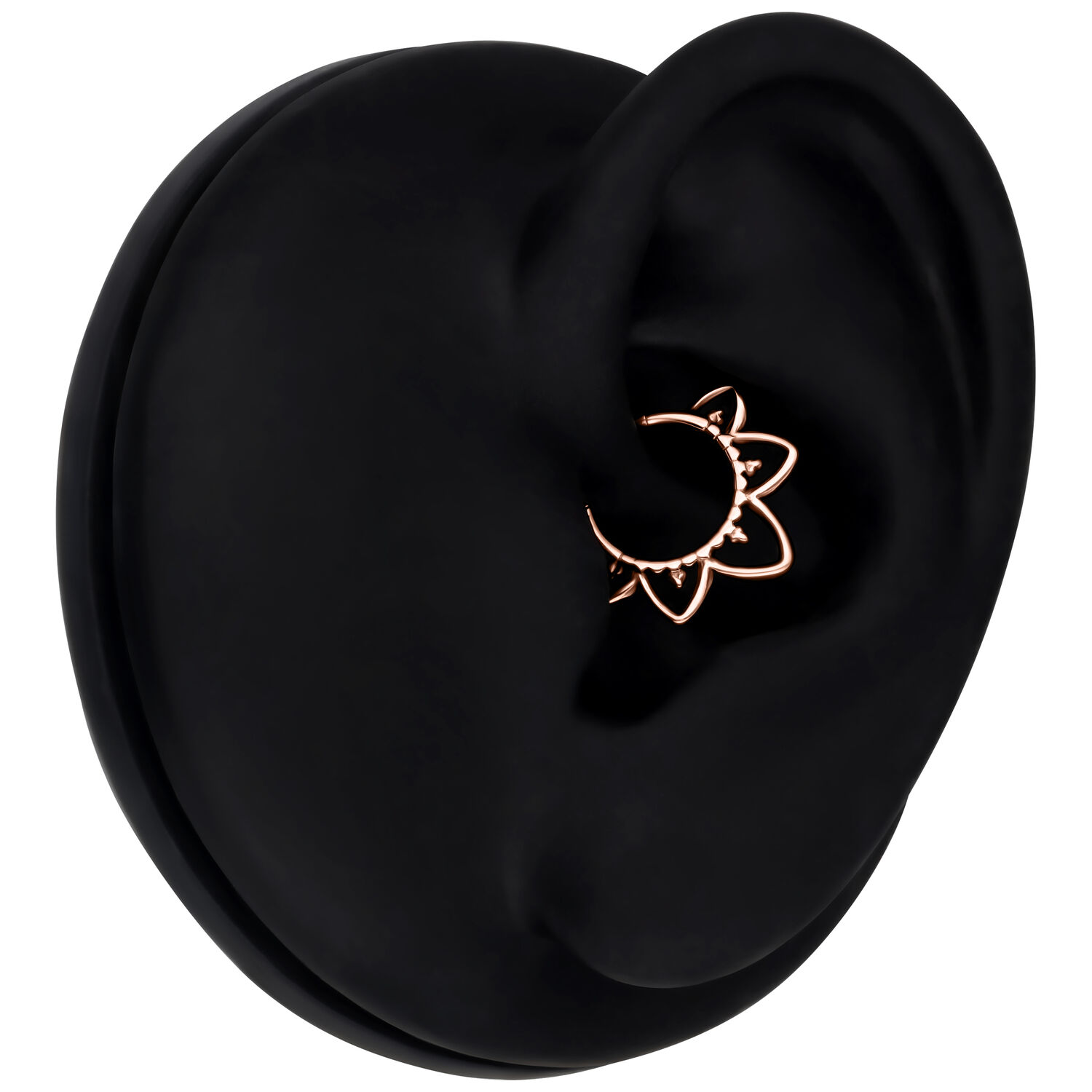Clicker per setto in oro rosa su modello di orecchio nero