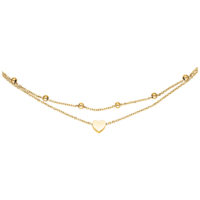 Bracciale a doppio filo in metallo dorato con ciondolo a cuore