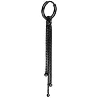 Orecchini a catena Venezia neri in acciaio chirurgico con chiusura a scatto su sfondo bianco