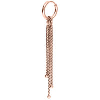 Orecchini in oro rosa con catenine veneziane su sfondo bianco