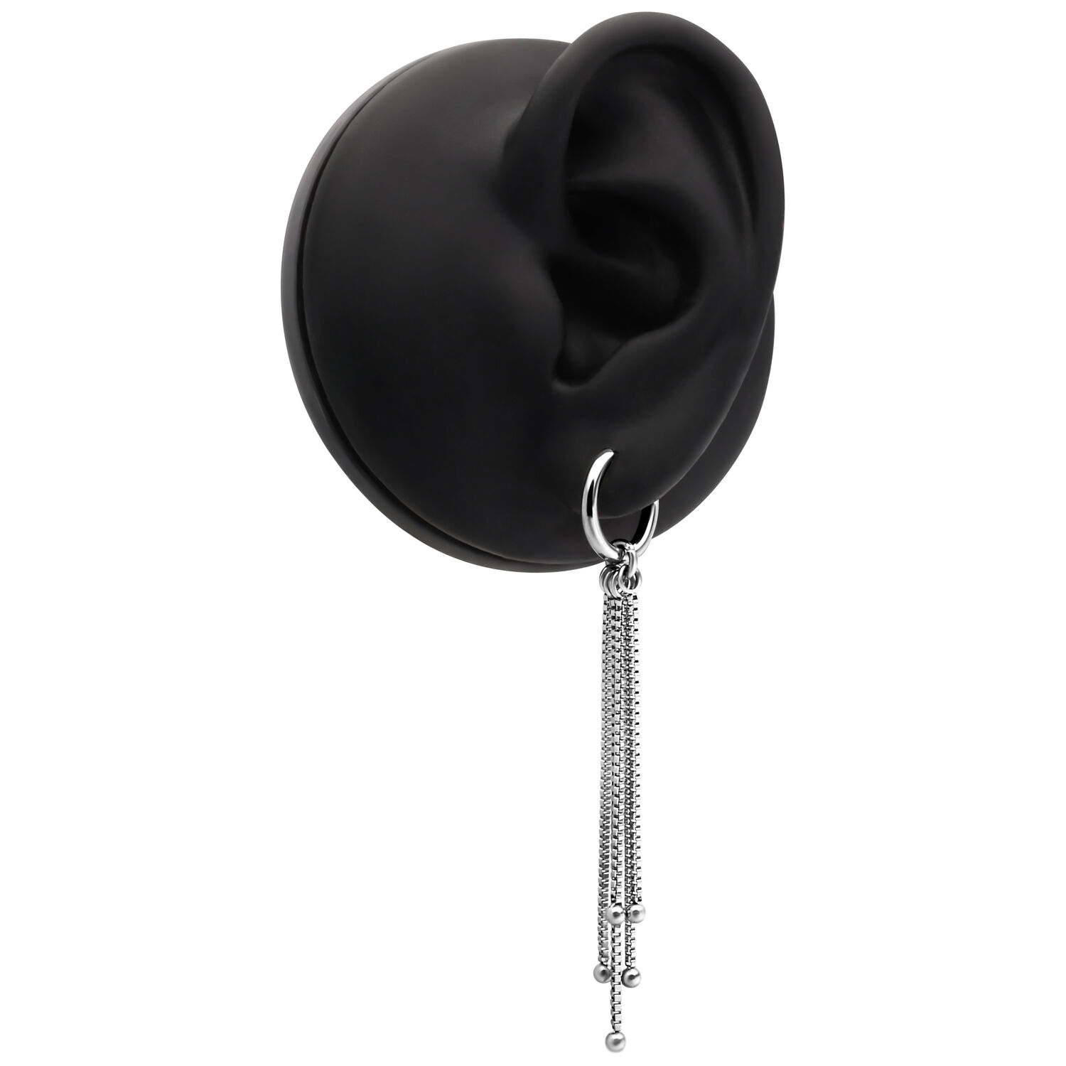 Orecchini a catena Venezia dorati su modello di orecchio nero