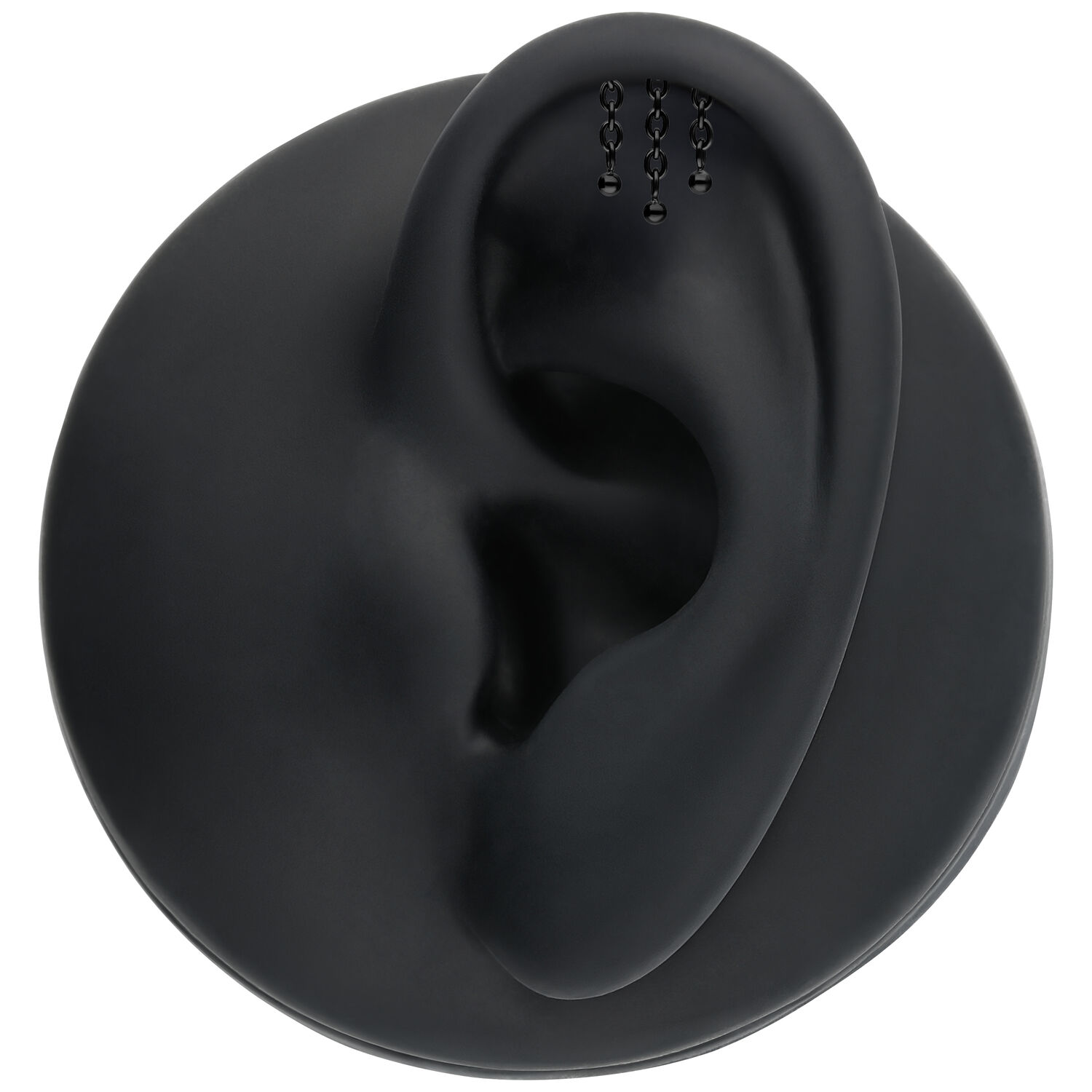 Accessorio Push Fit Helix Nero su modello di orecchio nero