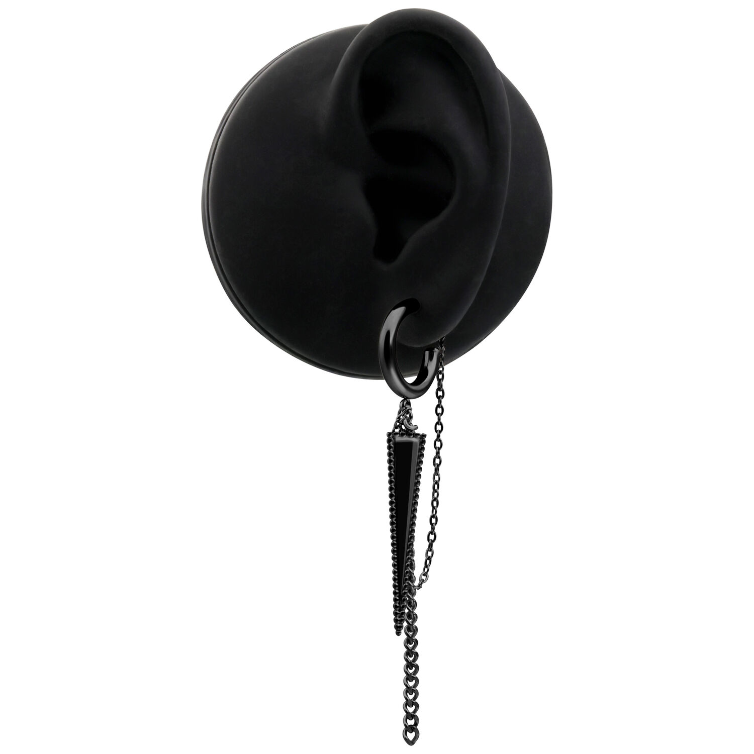 Orecchini a Triangolo Neri in Acciaio Chirurgico 316L con Catena