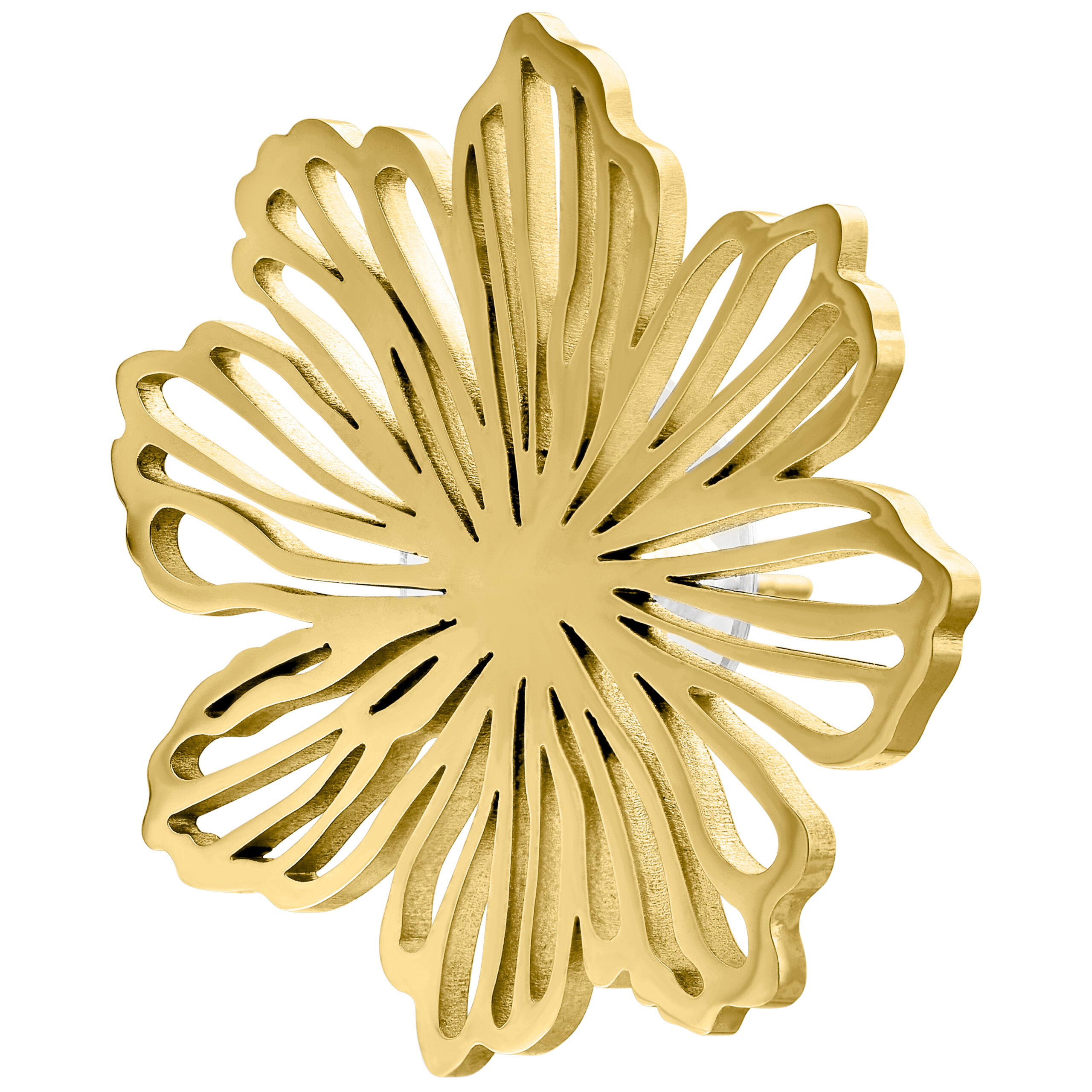 Orecchini a Fiore Dorati in Acciaio Chirurgico Orecchino dorato a forma di fiore in acciaio chirurgico lucidato