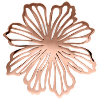 Orecchini a fiore in oro rosa in acciaio chirurgico 316L lucidato a specchio su sfondo bianco