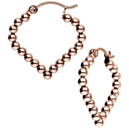 Bubble Polygon Hoops in oro rosa in acciaio chirurgico 316L su sfondo bianco