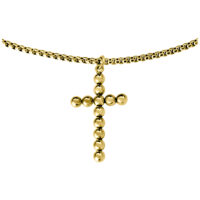 Collana Bubble Cross in metallo dorato Collana con croce a bolle dorata su sfondo bianco