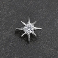 Punta a stella di cristallo argento su sfondo grigio