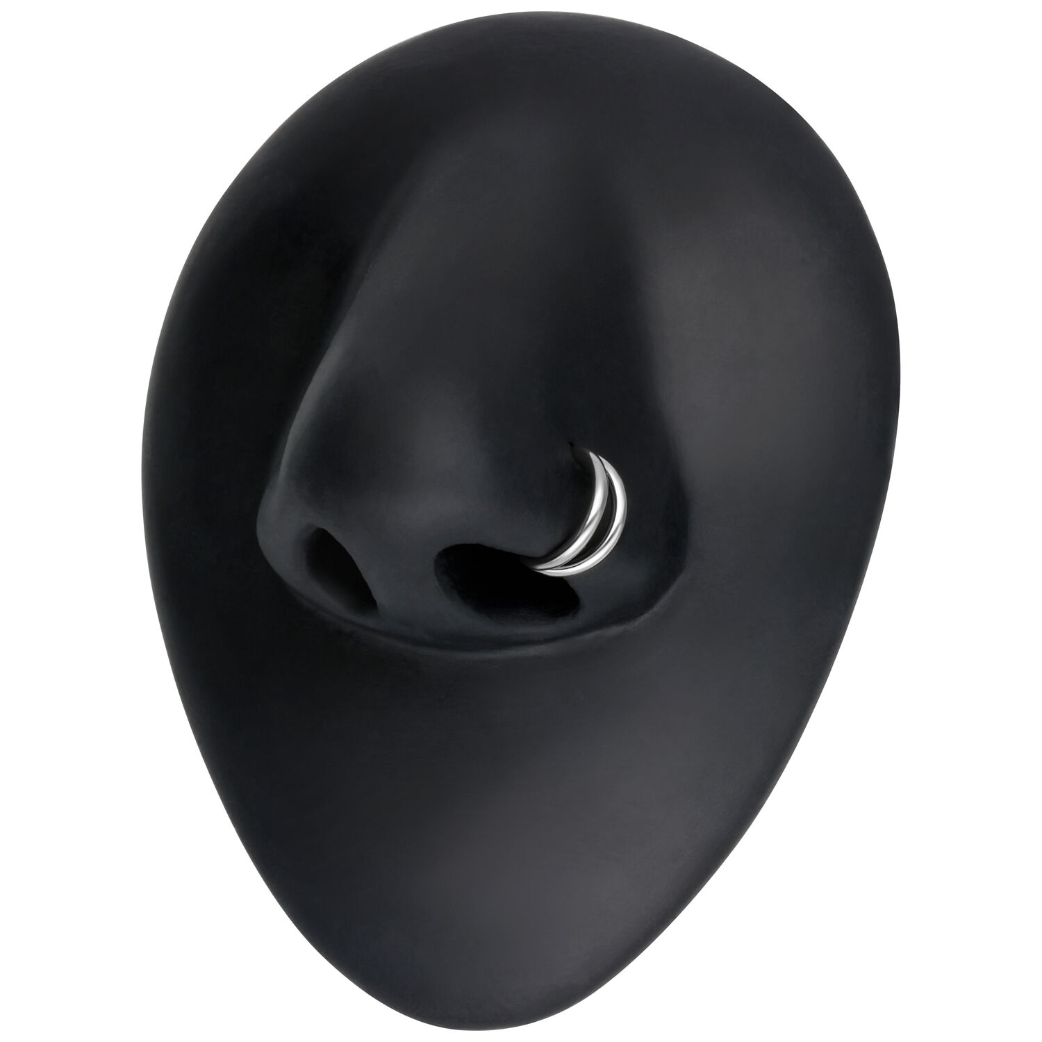 Piercing Clicker a doppia fila in argento su modello di naso nero