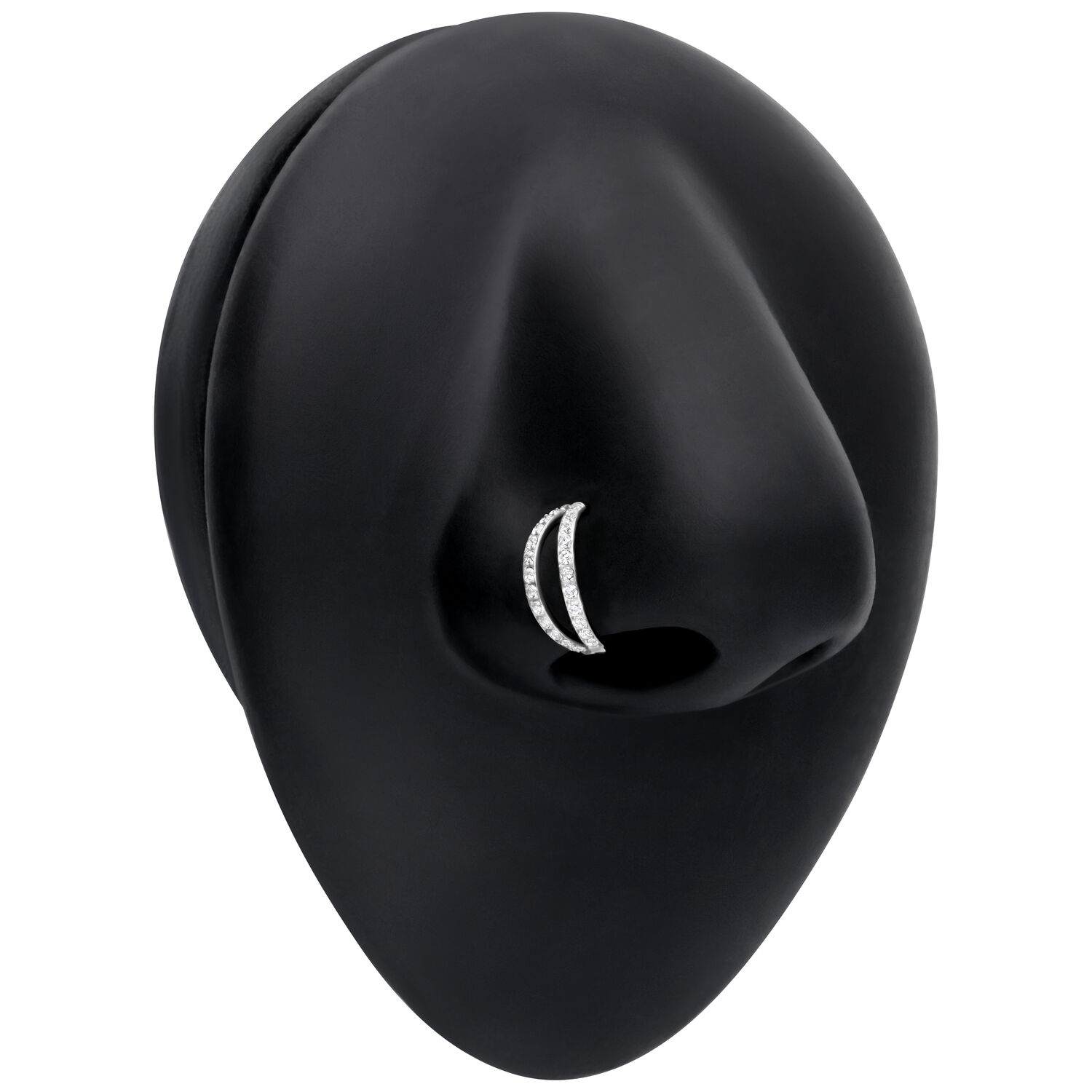 Clicker a Cristalli a Doppia Fila in Argento su testa di modello nero