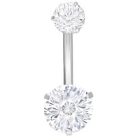 Bananabell in argento con due pietre cristalline su sfondo bianco