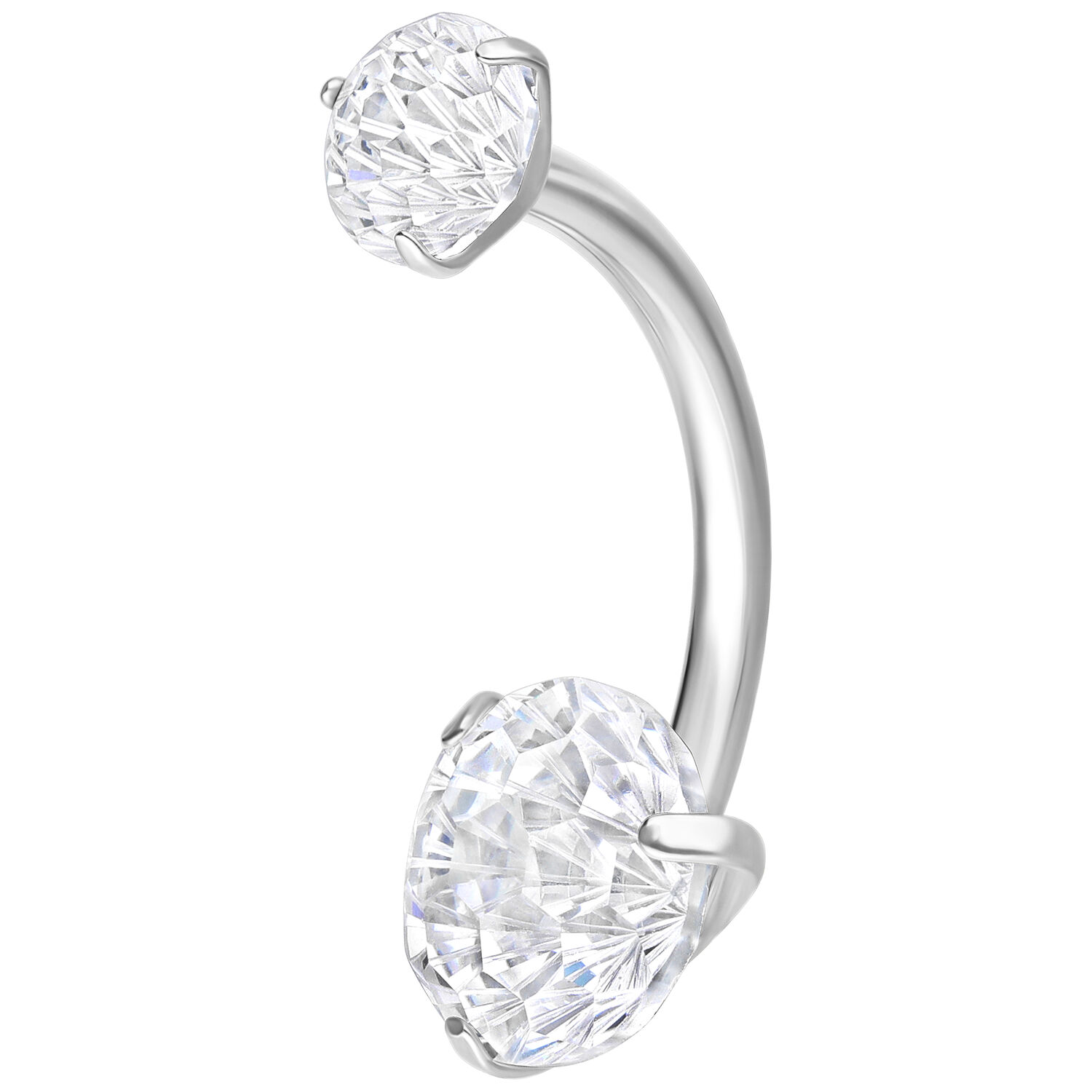 Banana Bell in argento titanio con pietra cristallina su sfondo bianco