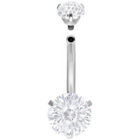 Bananabell argento con cristallo chiaro su sfondo bianco