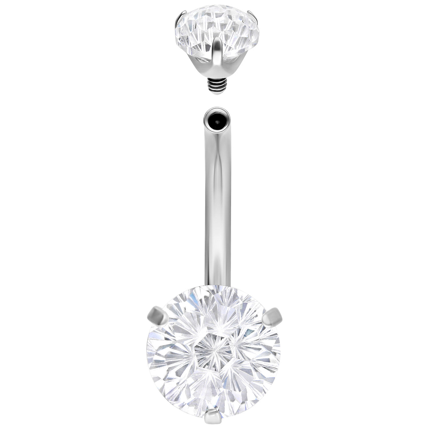 Bananabell argento con cristallo chiaro su sfondo bianco