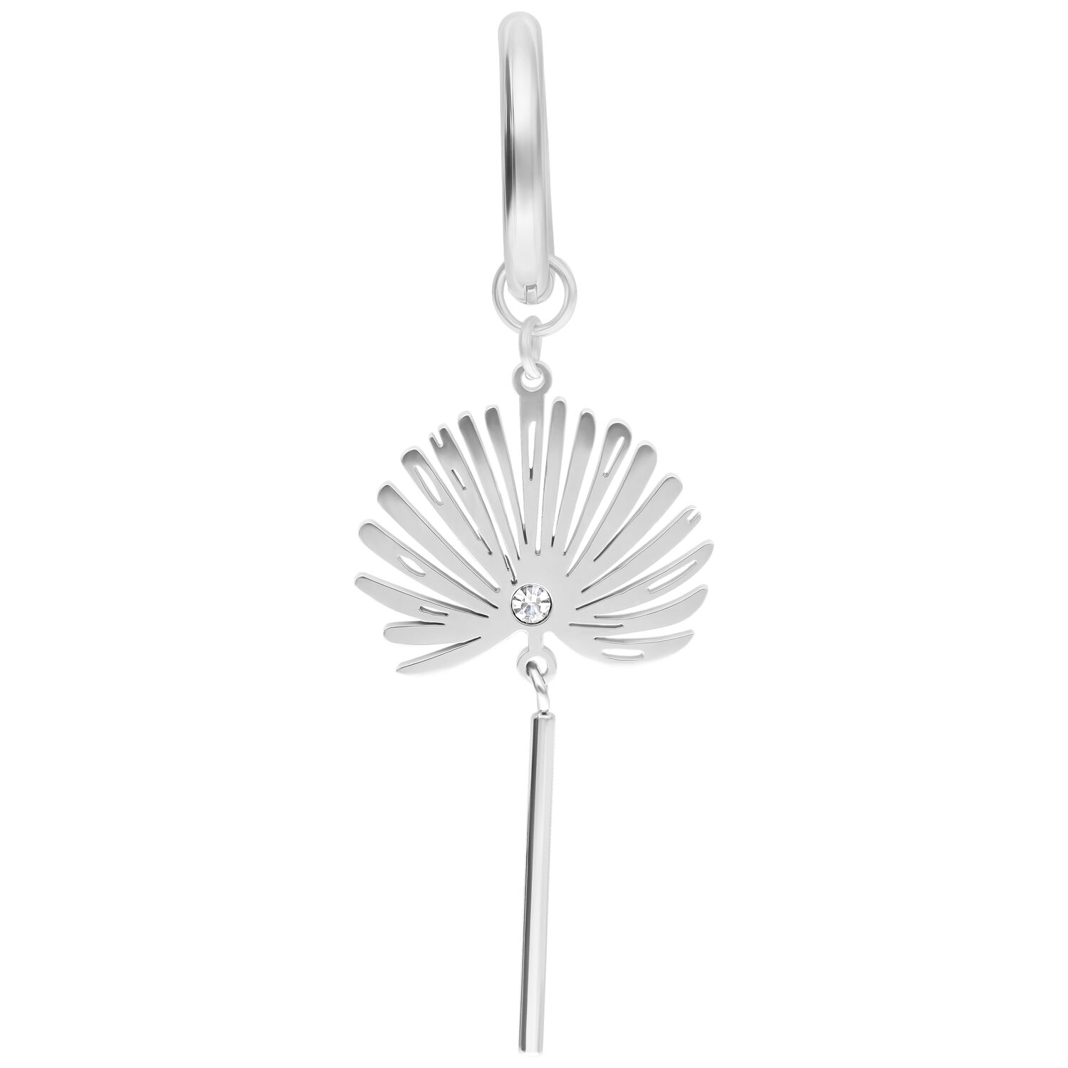 Orecchino in argento stile Petticoat con cristallo chiaro su sfondo bianco