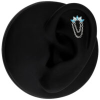 Accessorio Push Fit in argento con cristalli lavanda e turchese su sfondo nero