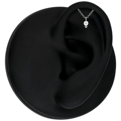 Orecchio in silicone nero con perla Helix in argento