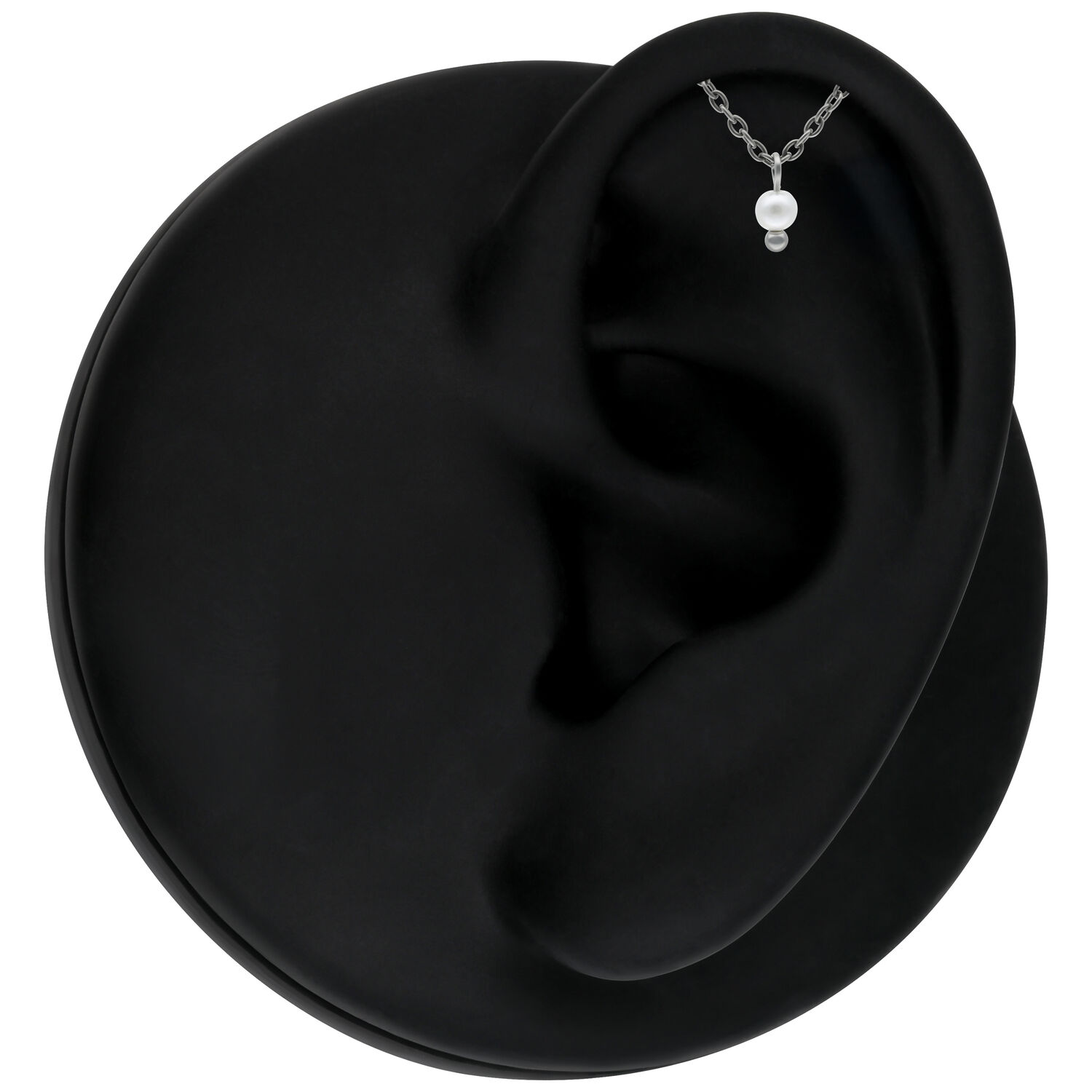 Orecchio in silicone nero con perla Helix in argento