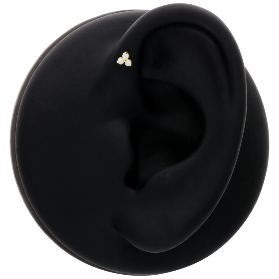 14K oro opale su un modello di orecchio nero