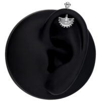 Barbell Helix color argento con cristallo trasparente su sfondo nero