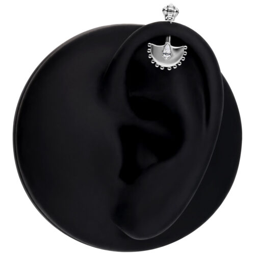 Barbell Helix color argento con cristallo trasparente su sfondo nero