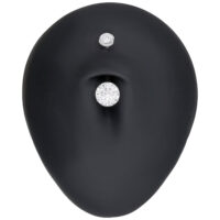 Bananabell in argento con due cristalli chiari su sfondo nero