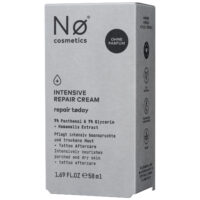 Confezione grigia della Nø Cosmetics Crema Riparatrice Intensiva 50ml con dettagli testuali