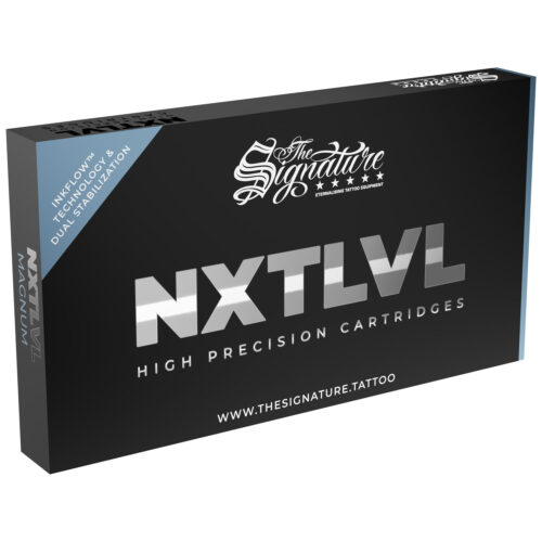 Confezione nera di The Signature® Magnum Long Taper Cartridges con scritta argentata