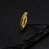 Goldener Bauchnabel-Clicker mit Leopardenmuster auf schwarzem Hintergrund