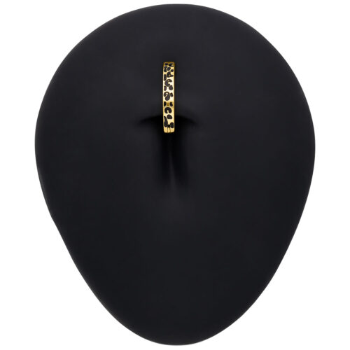 Clicker per ombelico dorato con motivo leopardato su sfondo nero