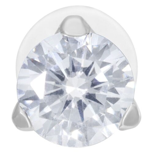 Labret in argento con cristallo chiaro su sfondo bianco