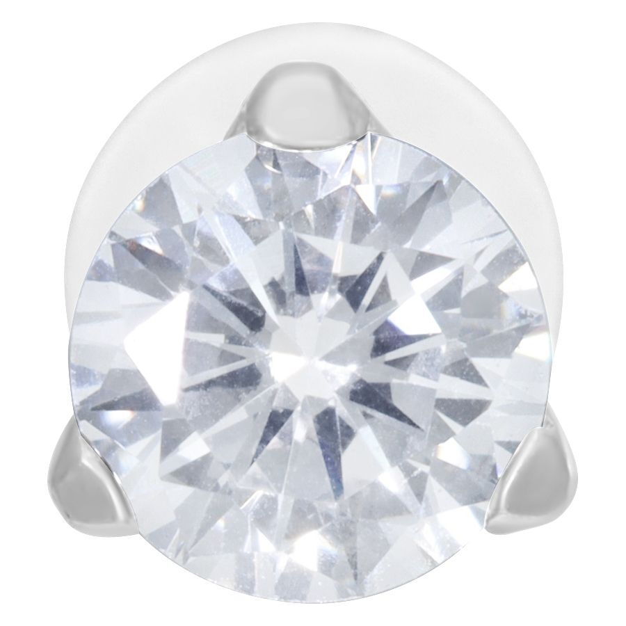 Labret in argento con cristallo chiaro su sfondo bianco