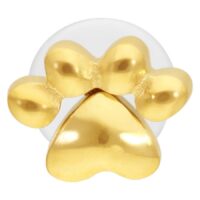 Labret dorato con design a zampa su sfondo bianco