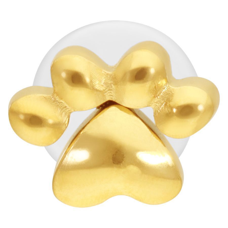 Labret dorato con design a zampa su sfondo bianco