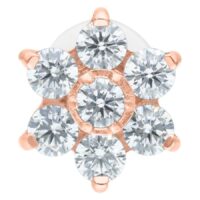 Labret con fiore di cristalli in rosé su sfondo bianco