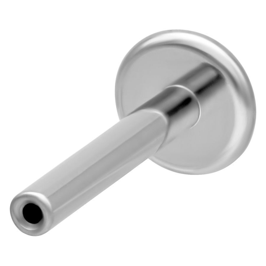 Labret in titanio argento con Push Fit, spessore 1,2mm, lunghezza 14mm su sfondo bianco