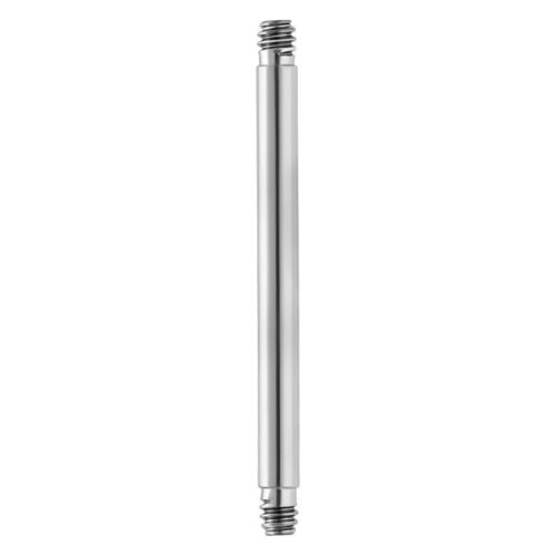 Barra piercing dritta in argento con filettatura esterna su sfondo bianco