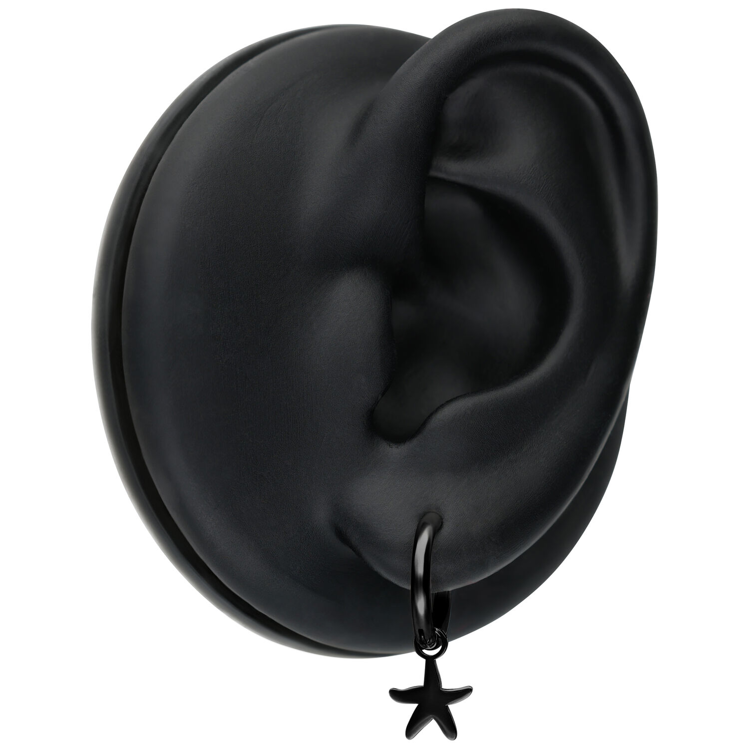 Mini Starfish nero su un modello di orecchio nero