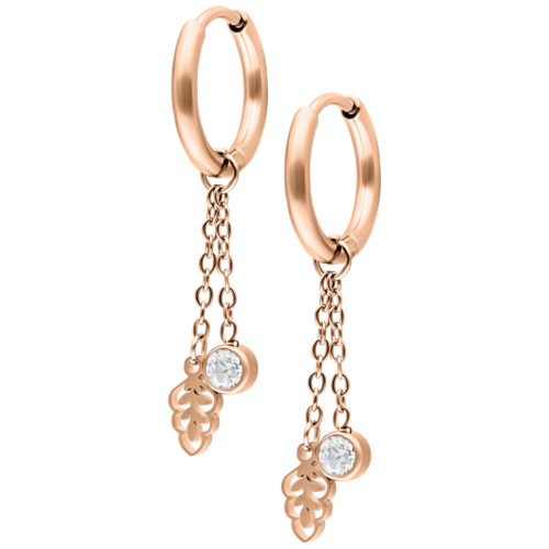 Mini Hoops Crystal Leaf con Catenella