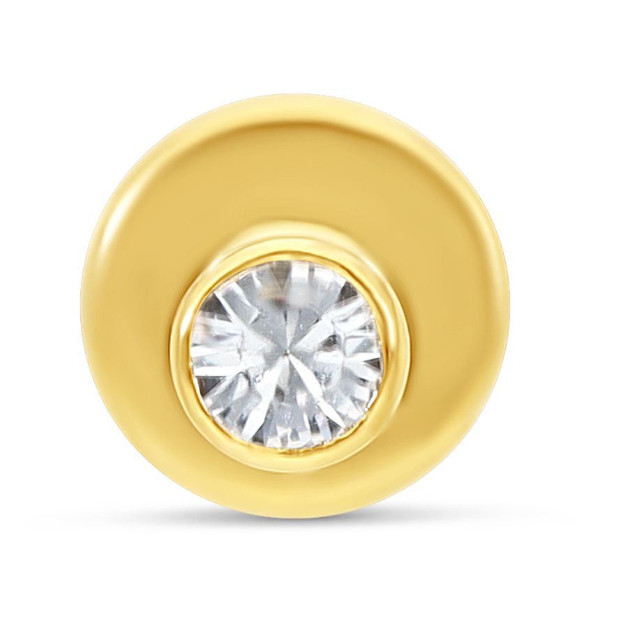 Labret dorato in oro 750 con pietra cristallina su sfondo bianco