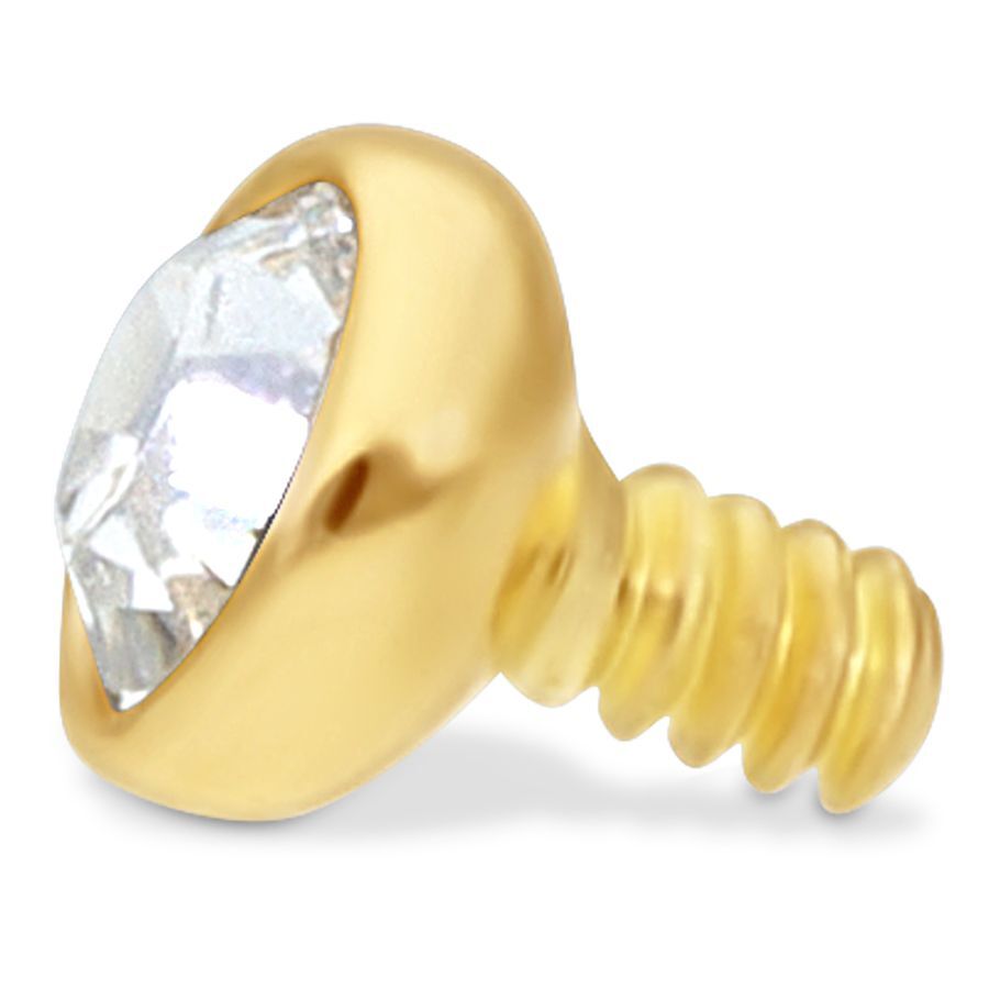 Labret dorato con cristallo chiaro su sfondo bianco