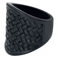 Anello in ottone nero con motivo intrecciato, misura 21 mm
