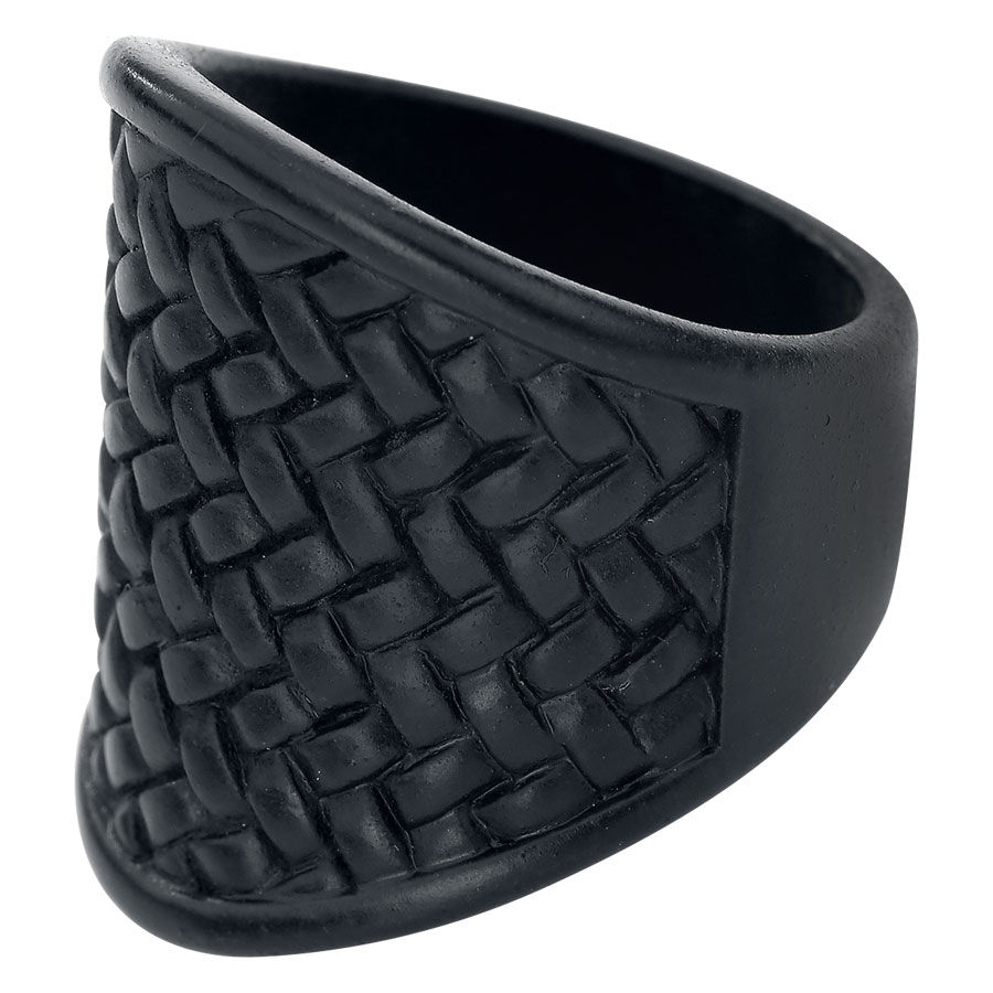 Anello in ottone nero con motivo intrecciato, misura 21 mm