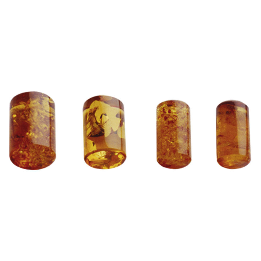 Amber Plug in pietra, gioiello per orecchio unisex Quattro plug per orecchio color ambra su sfondo bianco