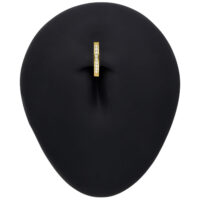 Clicker per ombelico in oro con cristalli di moissanite su sfondo nero