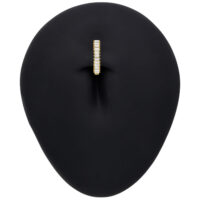 Clicker per ombelico in oro con baguette di moissanite su sfondo nero