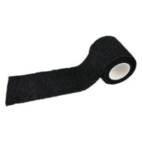 Fascia Grip nera, non tessuta, parzialmente srotolata, su sfondo bianco